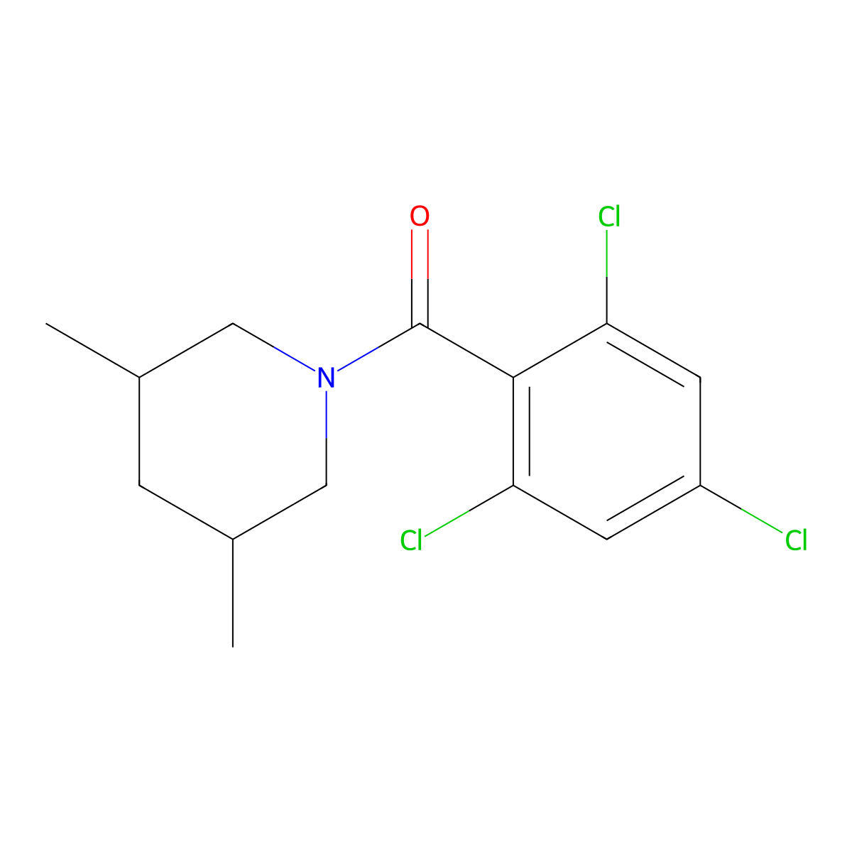 (3,5-Dimethyl-1-piperidinyl)(2,4,6-trichlorophenyl)methanone molecular structure, CAS 2860432-34-2