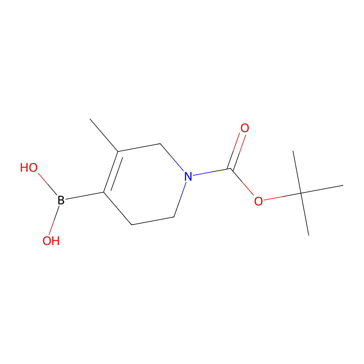 {1-[(Tert-butoxy)carbonyl]-5-methyl-1,2,3,6-tetrahydropyridin-4-yl}boronic acid molecular structure, CAS 2860566-72-7