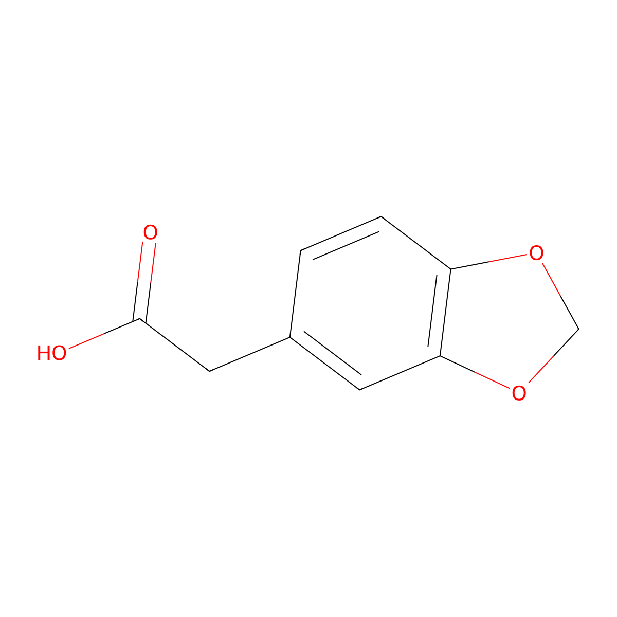 Benzo-1,3-dioxole-5-acetic acid molecular structure, CAS 2861-28-1