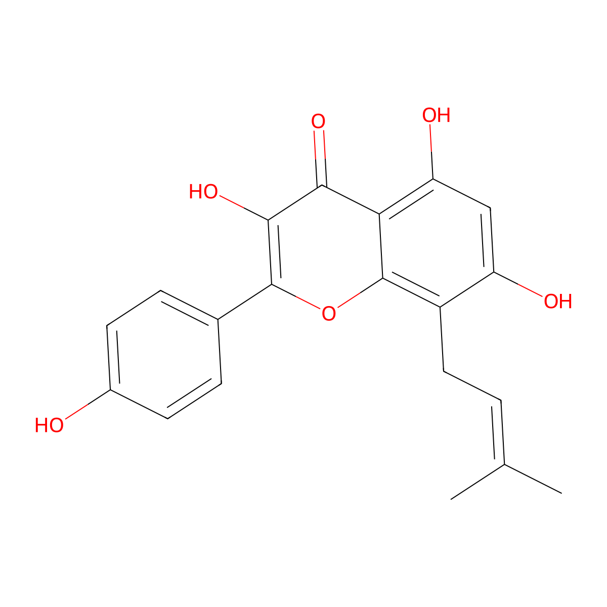 8-Prenylkaempferol molecular structure, CAS 28610-31-3