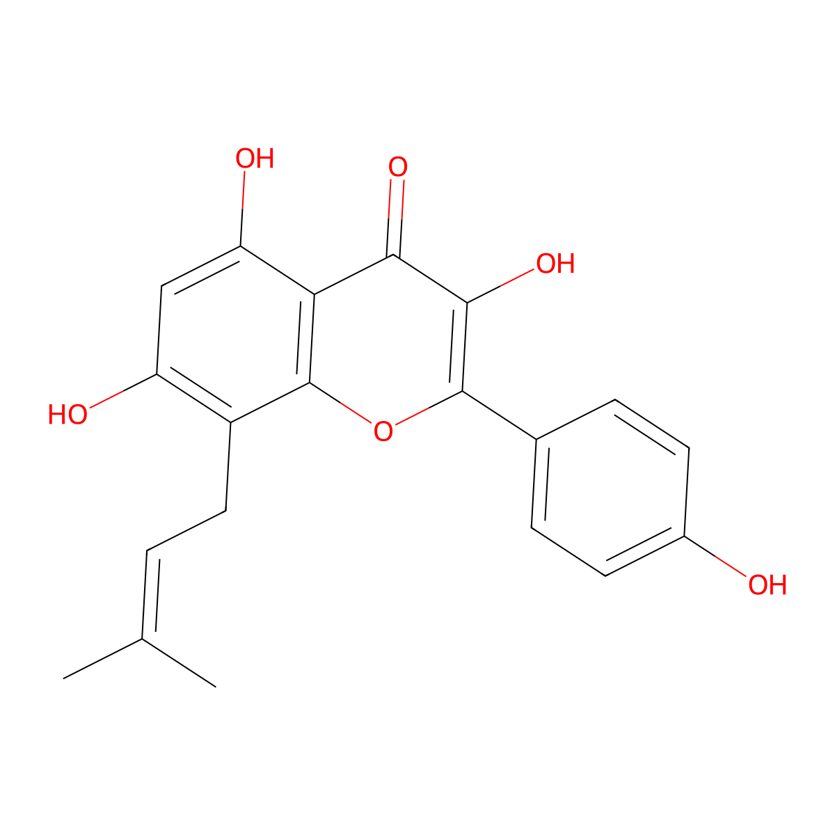 8-Prenylkaempferol molecular structure, CAS 28610-31-3