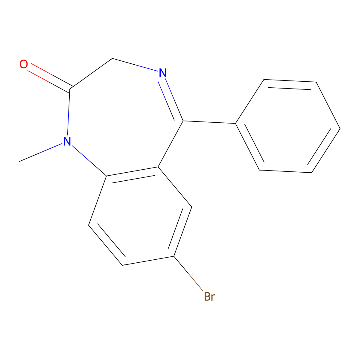 7-Bromo-1-methyl-5-phenyl-1,3-dihydro-benzo[e][1,4]diazepin-2-one molecular structure, CAS 28611-28-1