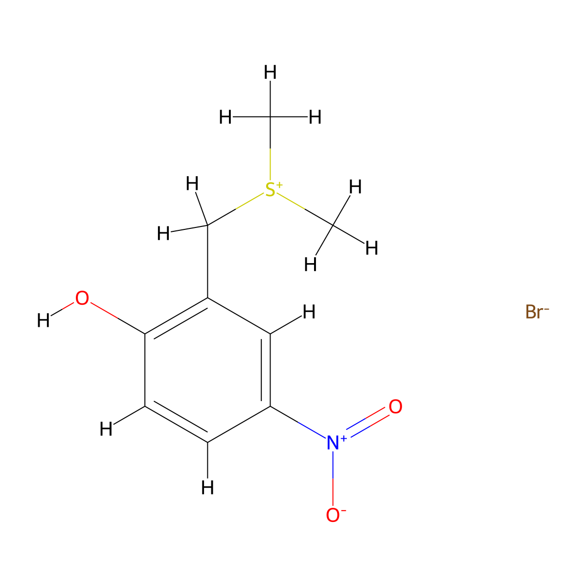 Sulfonium, ((2-hydroxy-5-nitrophenyl)methyl)dimethyl-, bromide (1:1) molecular structure, CAS 28611-73-6