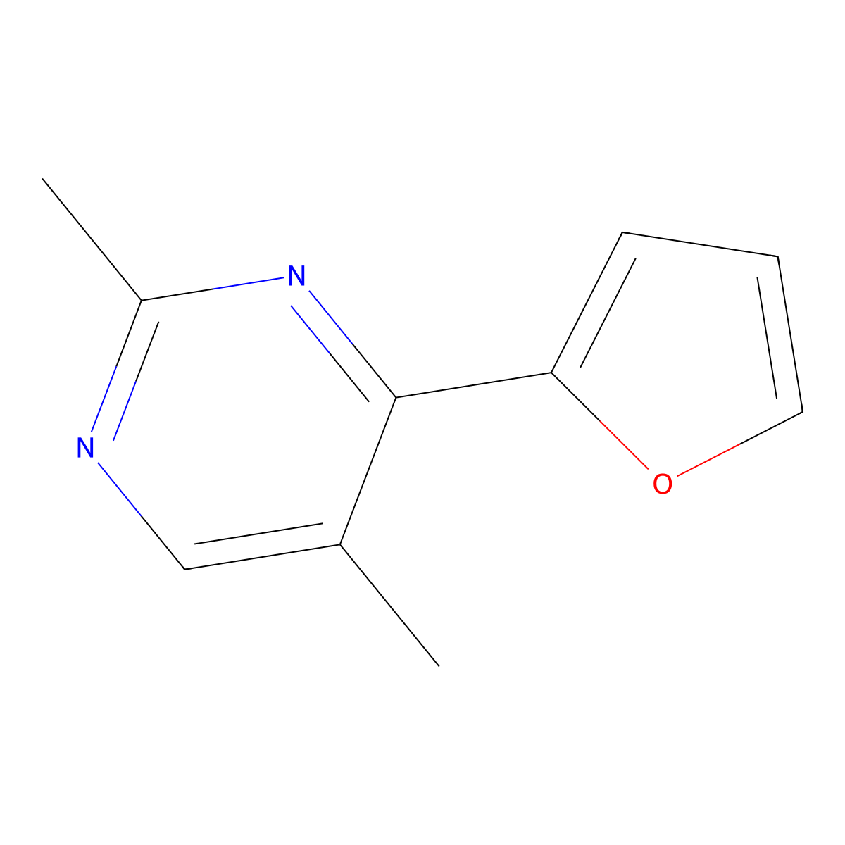 4-(2-Furanyl)-2,5-dimethylpyrimidine molecular structure, CAS 28613-09-4