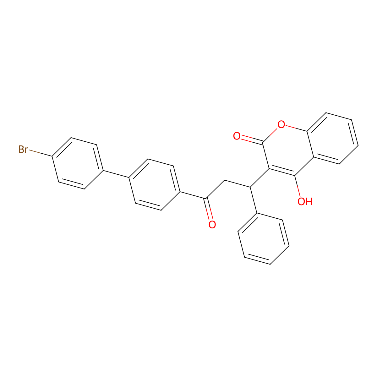 3-(3-(4'-Bromo(1,1'-biphenyl)-4-yl)-3-oxo-1-phenylpropyl)-4-hydroxy-2-benzopyrone molecular structure, CAS 28614-07-5
