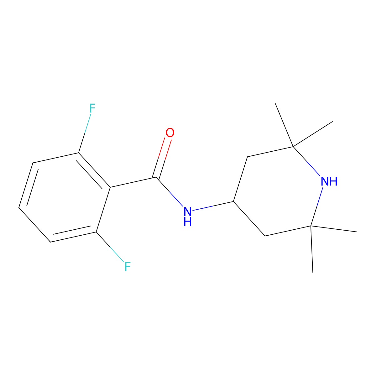 2,6-difluoro-N-(2,2,6,6-tetramethylpiperidin-4-yl)benzamide molecular structure, CAS 2861483-93-2