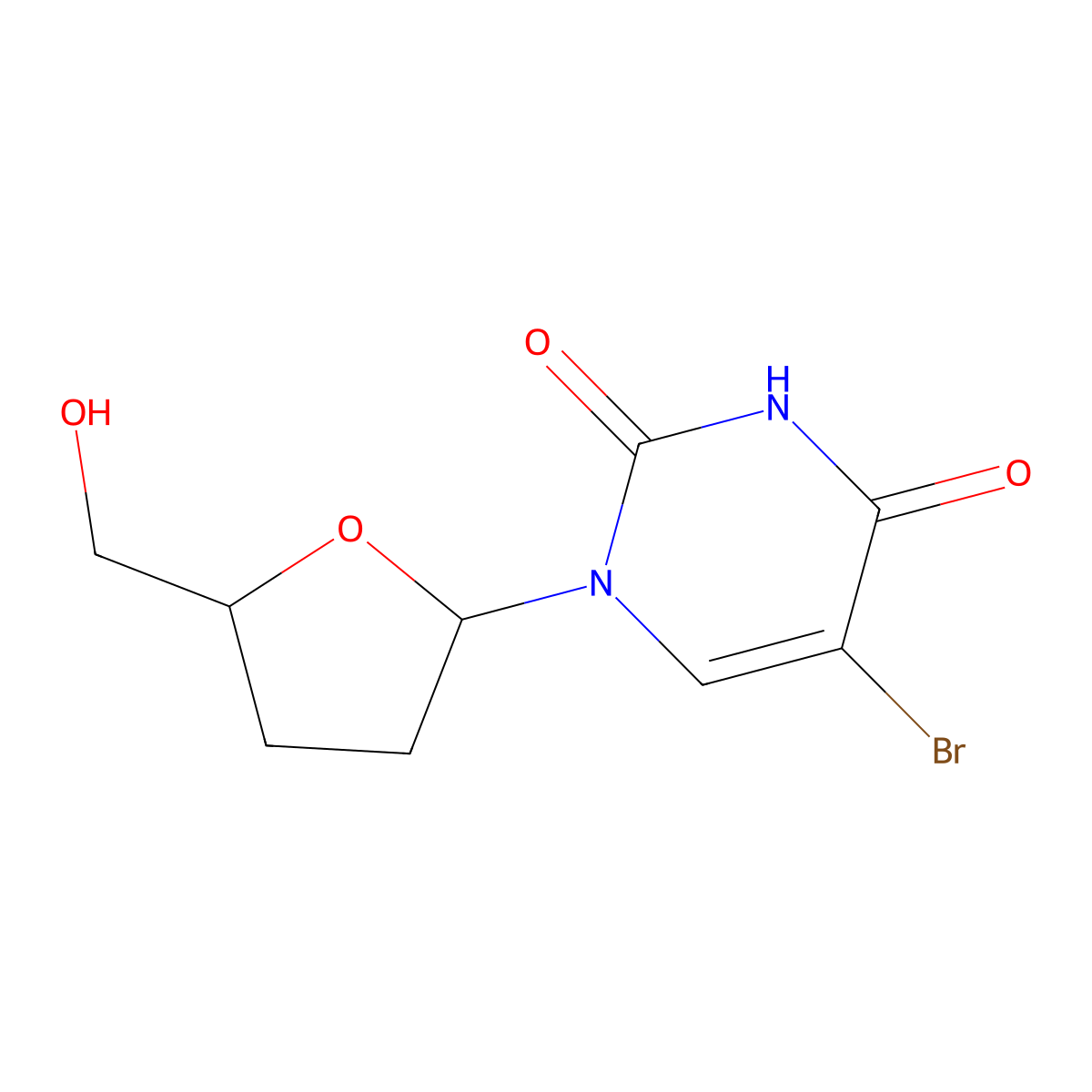 5-Bromo-2',3'-dideoxyuridine molecular structure, CAS 28616-93-5