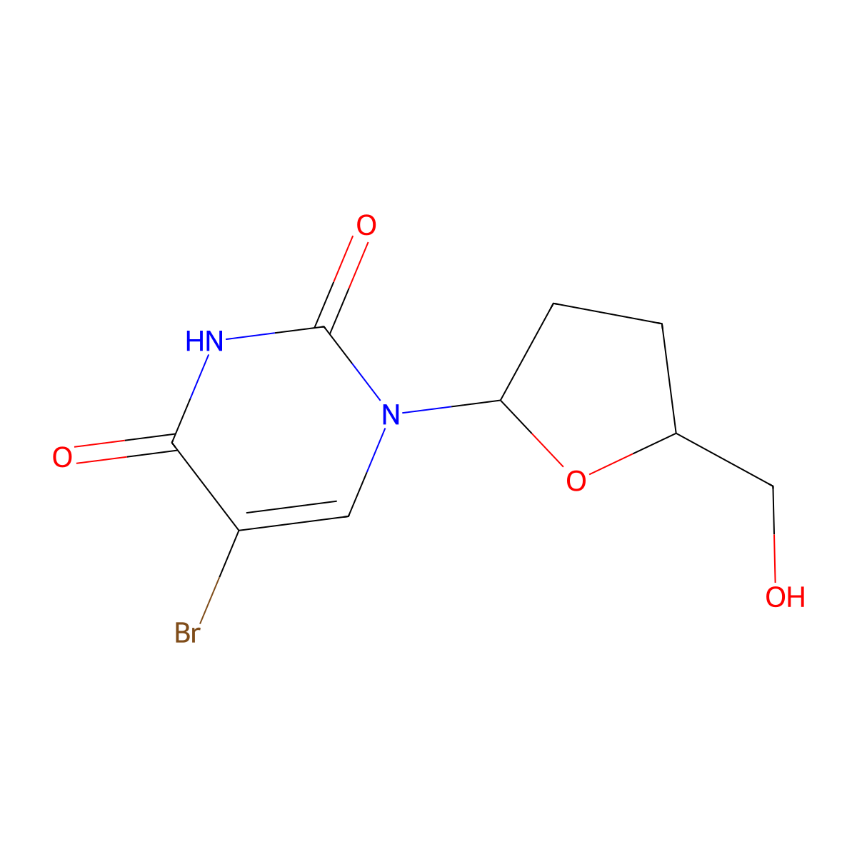 5-Bromo-2',3'-dideoxyuridine molecular structure, CAS 28616-93-5