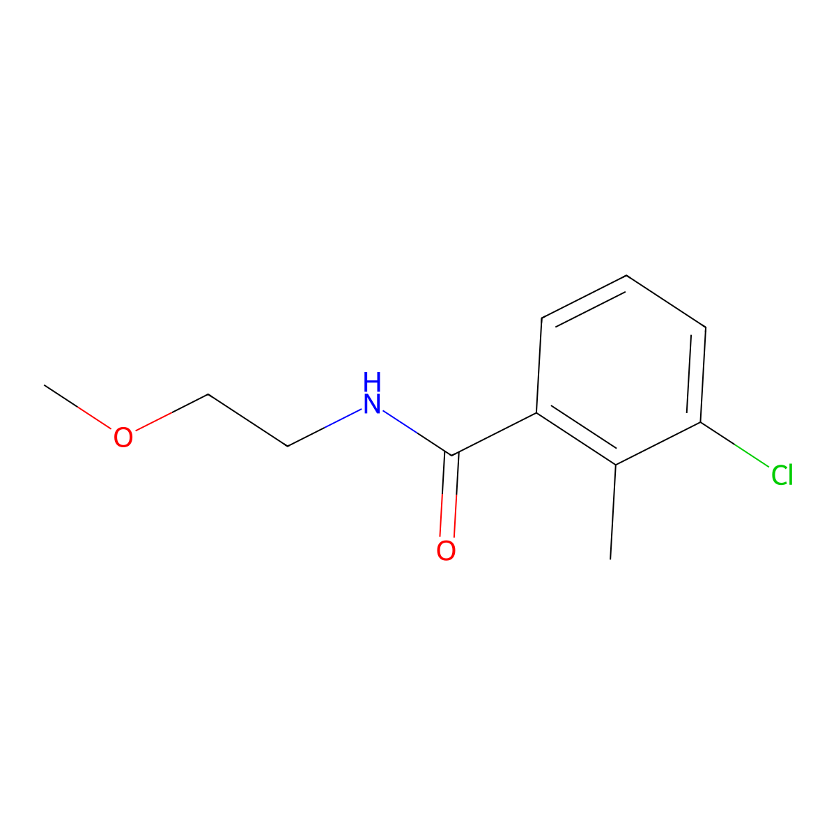 3-Chloro-N-(2-methoxyethyl)-2-methylbenzamide molecular structure, CAS 2861786-66-3