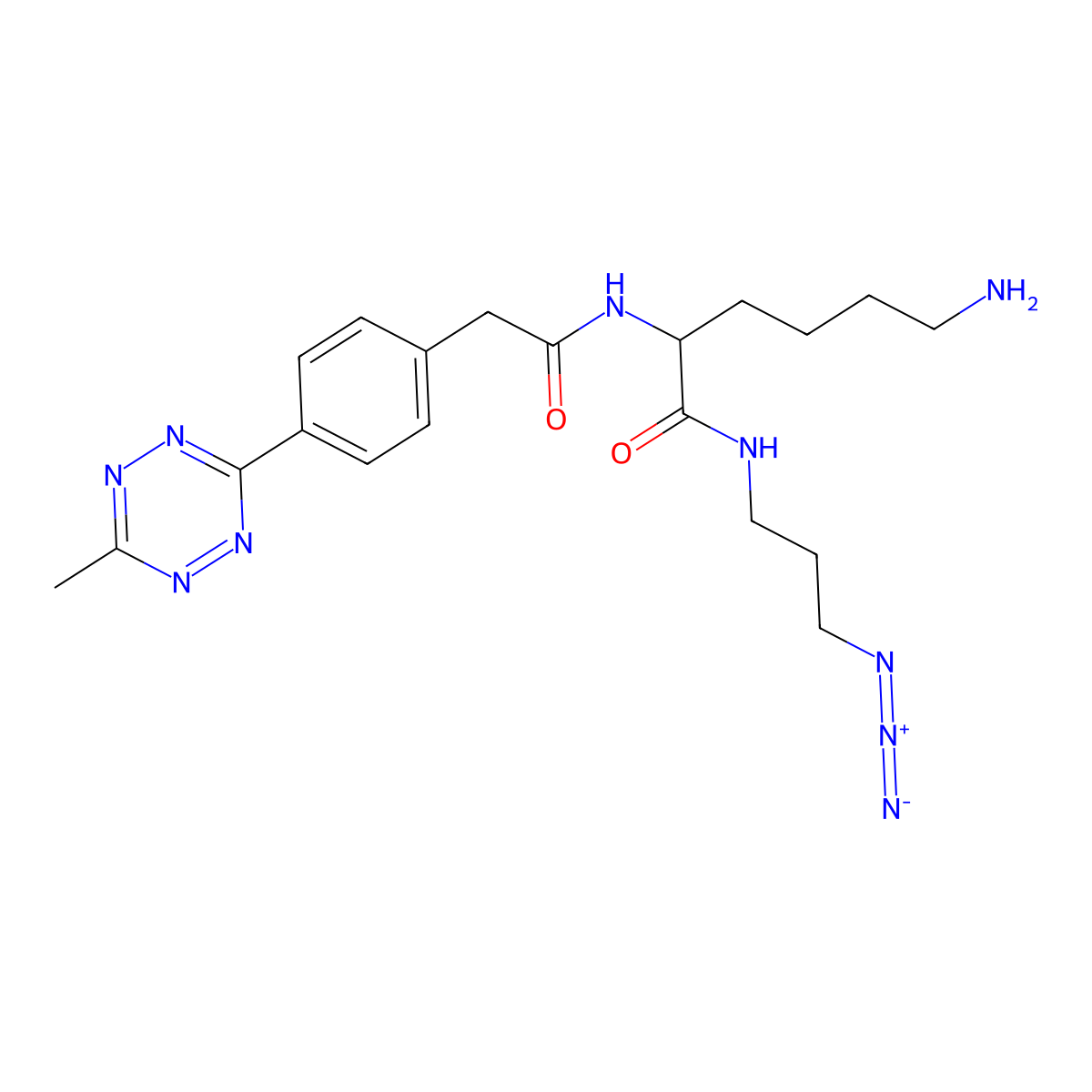 N-[(1S)-5-Amino-1-[[(3-azidopropyl)amino]carbonyl]pentyl]-4-(6-methyl-1,2,4,5-tetrazin-3-yl)benzeneacetamide molecular structure, CAS 2861998-16-3