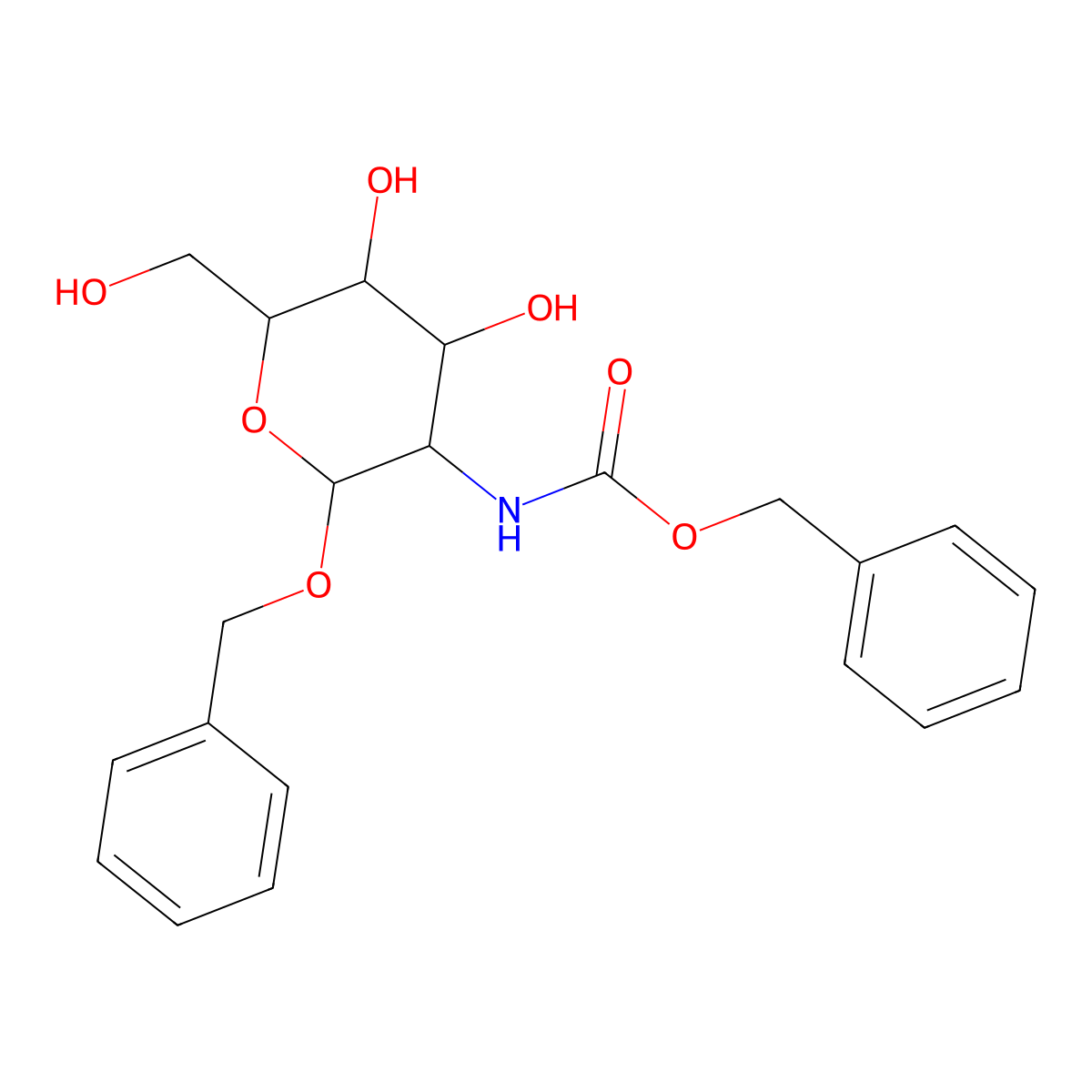 benzyl N-[4,5-dihydroxy-6-(hydroxymethyl)-2-phenylmethoxyoxan-3-yl]carbamate molecular structure, CAS 2862-10-4