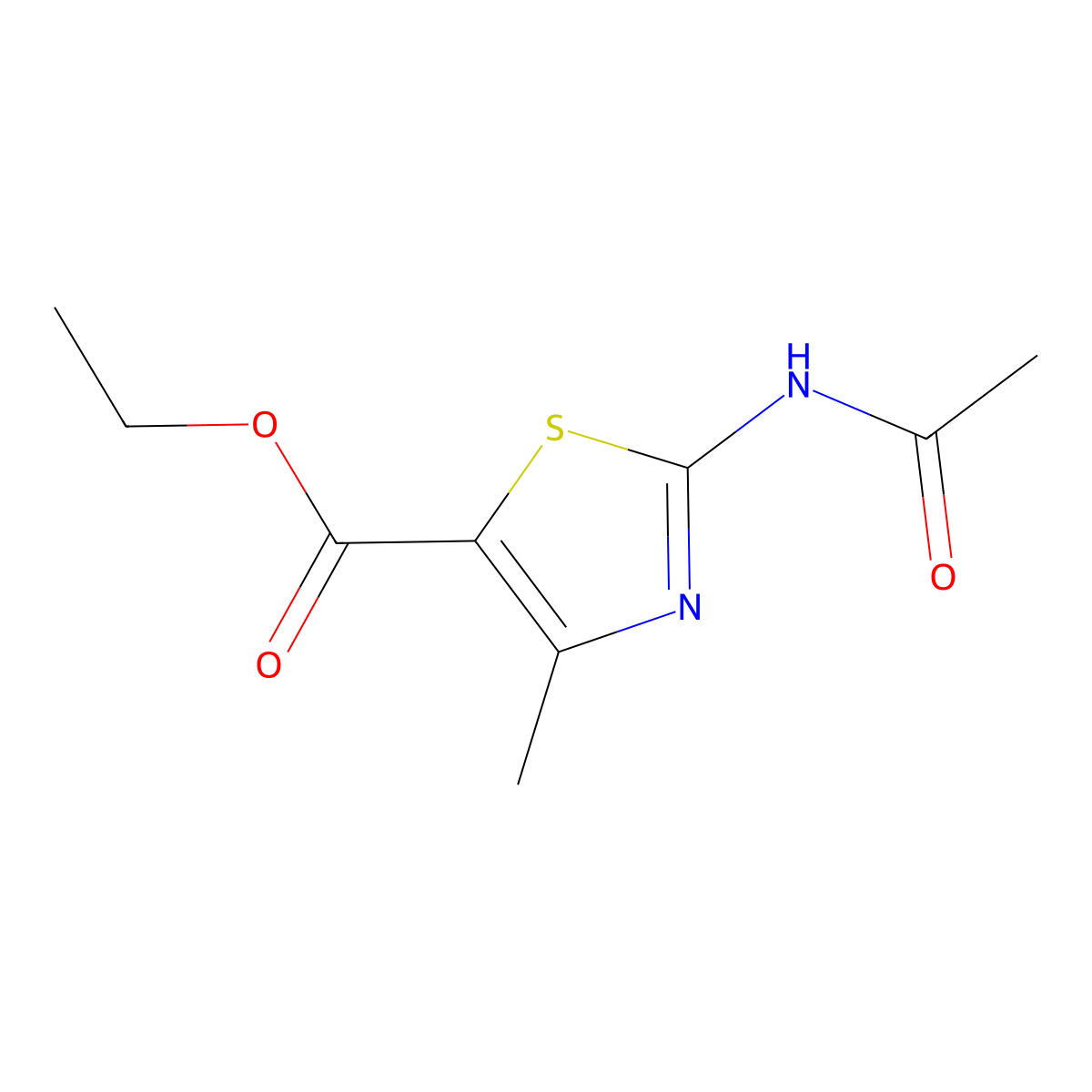 Ethyl 2-(acetylamino)-4-methyl-1,3-thiazole-5-carboxylate molecular structure, CAS 2862-33-1