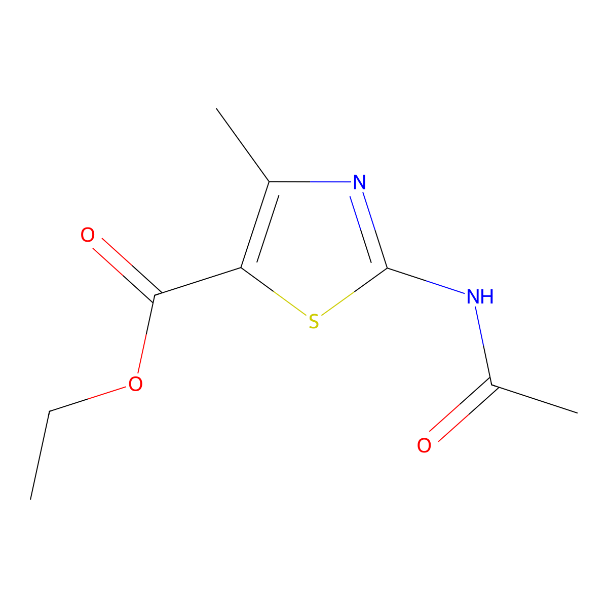 Ethyl 2-(acetylamino)-4-methyl-1,3-thiazole-5-carboxylate molecular structure, CAS 2862-33-1