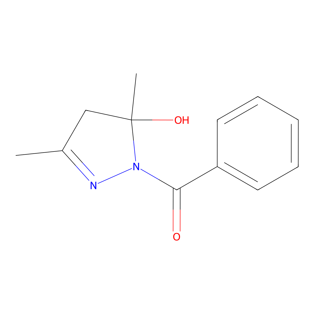 (5-hydroxy-3,5-dimethyl-4H-pyrazol-1-yl)-phenylmethanone molecular structure, CAS 28620-33-9
