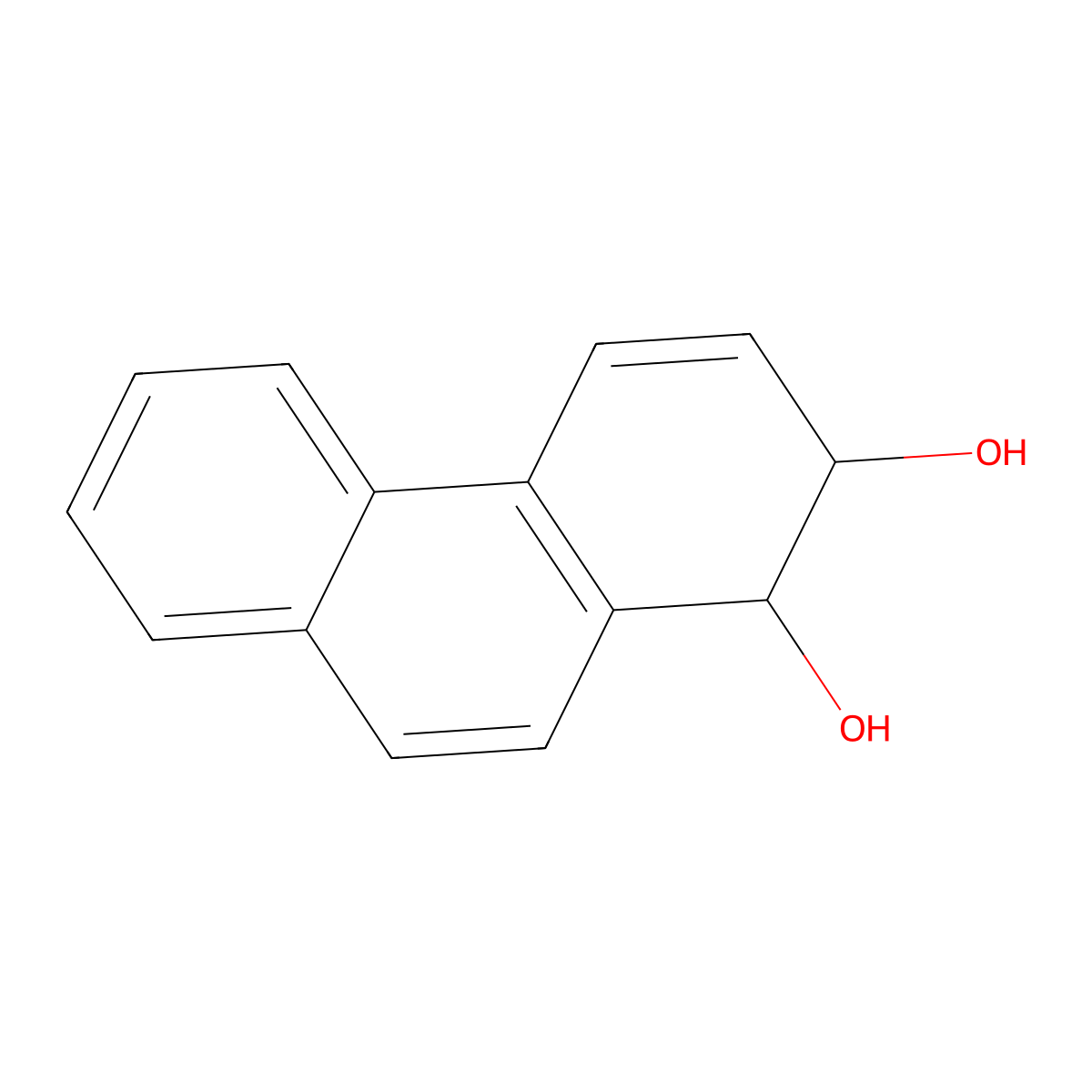 1,2-Dihydroxy-1,2-dihydrophenanthrene molecular structure, CAS 28622-66-4