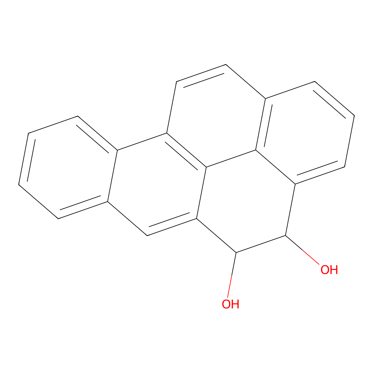 4,5-Dihydro-4,5-dihydroxybenzo(a)pyrene molecular structure, CAS 28622-84-6