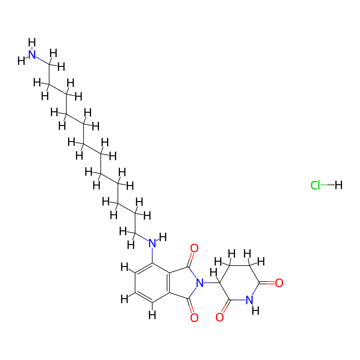 Pomalidomide-C12-NH2 (hydrochloride) molecular structure, CAS 2862774-02-3