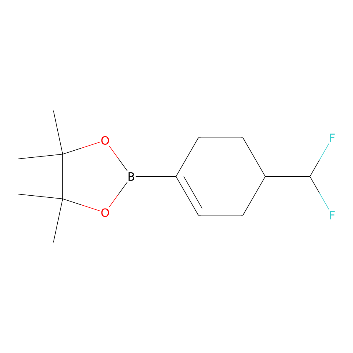 2-(4-(Difluoromethyl)cyclohex-1-en-1-yl)-4,4,5,5-tetramethyl-1,3,2-dioxaborolane molecular structure, CAS 2863569-35-9
