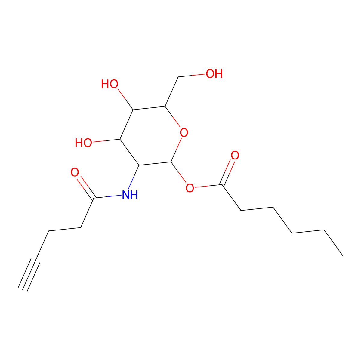 [(2S,3R,4R,5S,6R)-4,5-dihydroxy-6-(hydroxymethyl)-3-(pent-4-ynoylamino)oxan-2-yl] hexanoate molecular structure, CAS 2863607-71-8