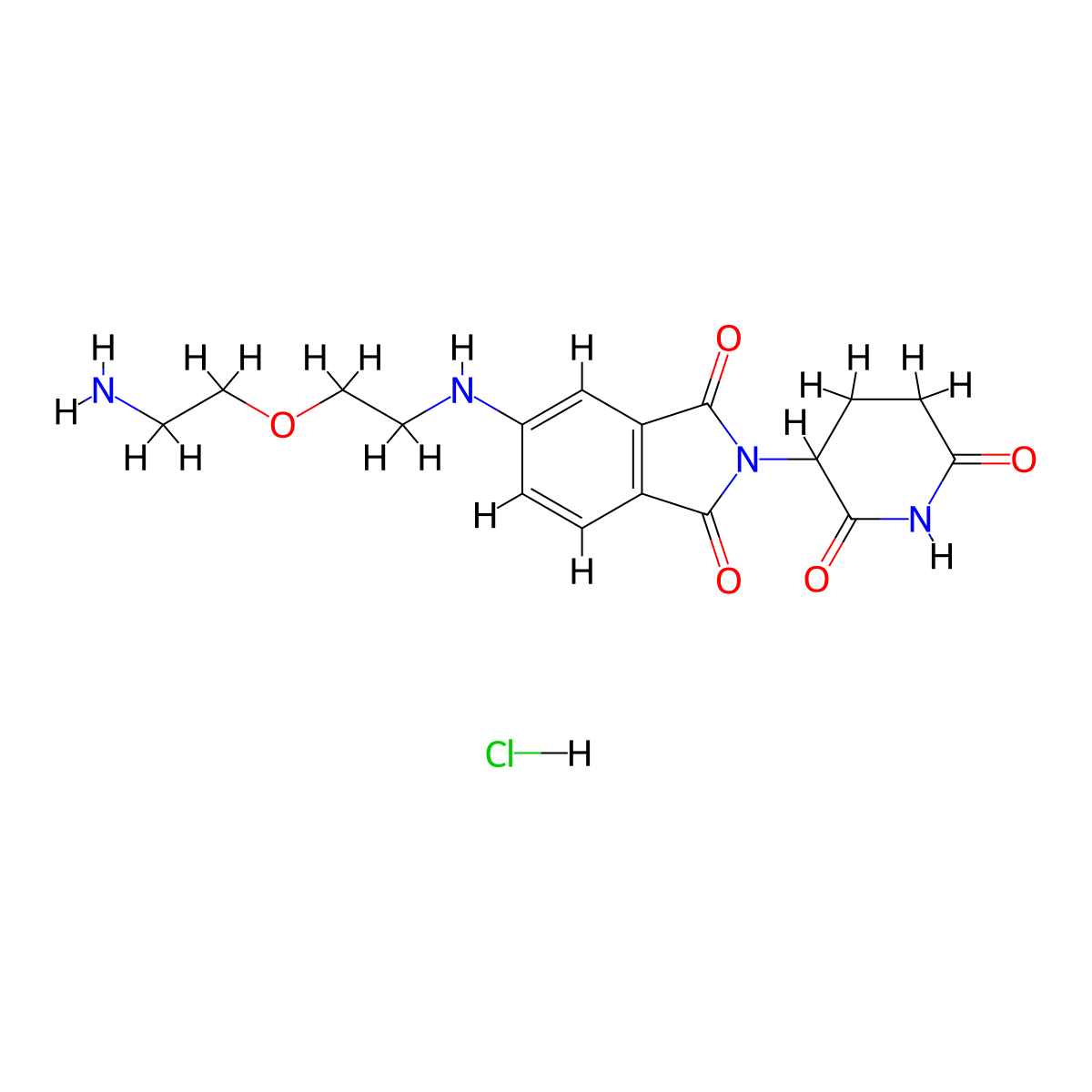 Thalidomide-5-NH-PEG1-NH2 hydrochloride molecular structure, CAS 2863634-98-2