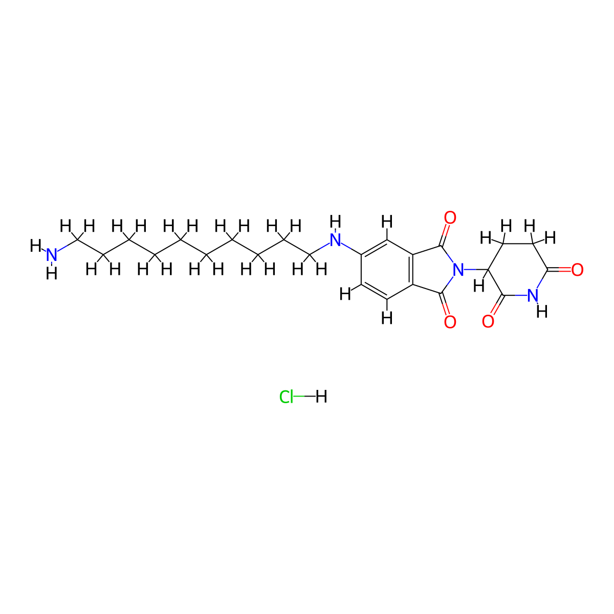 Pomalidomide-5-C10-NH2 hydrochloride molecular structure, CAS 2863635-00-9