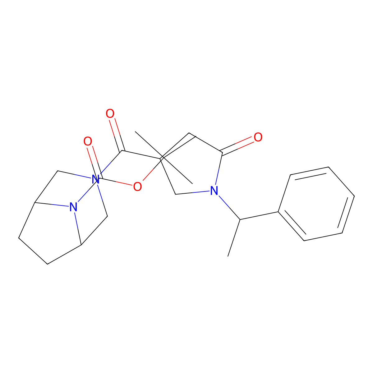 1,1-Dimethylethyl 3-[[5-oxo-1-(1-phenylethyl)-3-pyrrolidinyl]carbonyl]-3,8-diazabicyclo[3.2.1]octane-8-carboxylate molecular structure, CAS 2863645-97-8