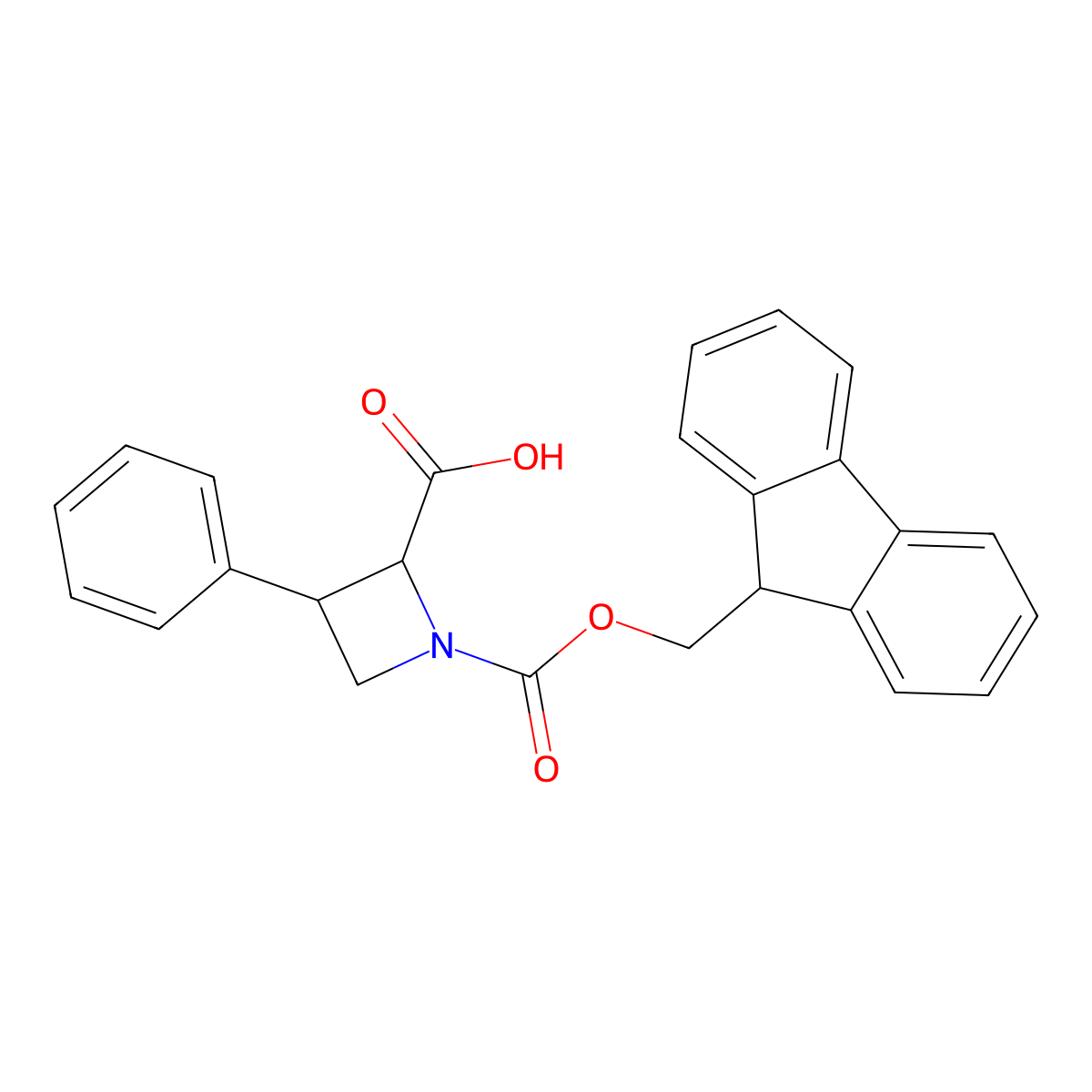 rac-(2R,3S)-1-{[(9H-fluoren-9-yl)methoxy]carbonyl}-3-phenylazetidine-2-carboxylic acid molecular structure, CAS 2863656-99-7