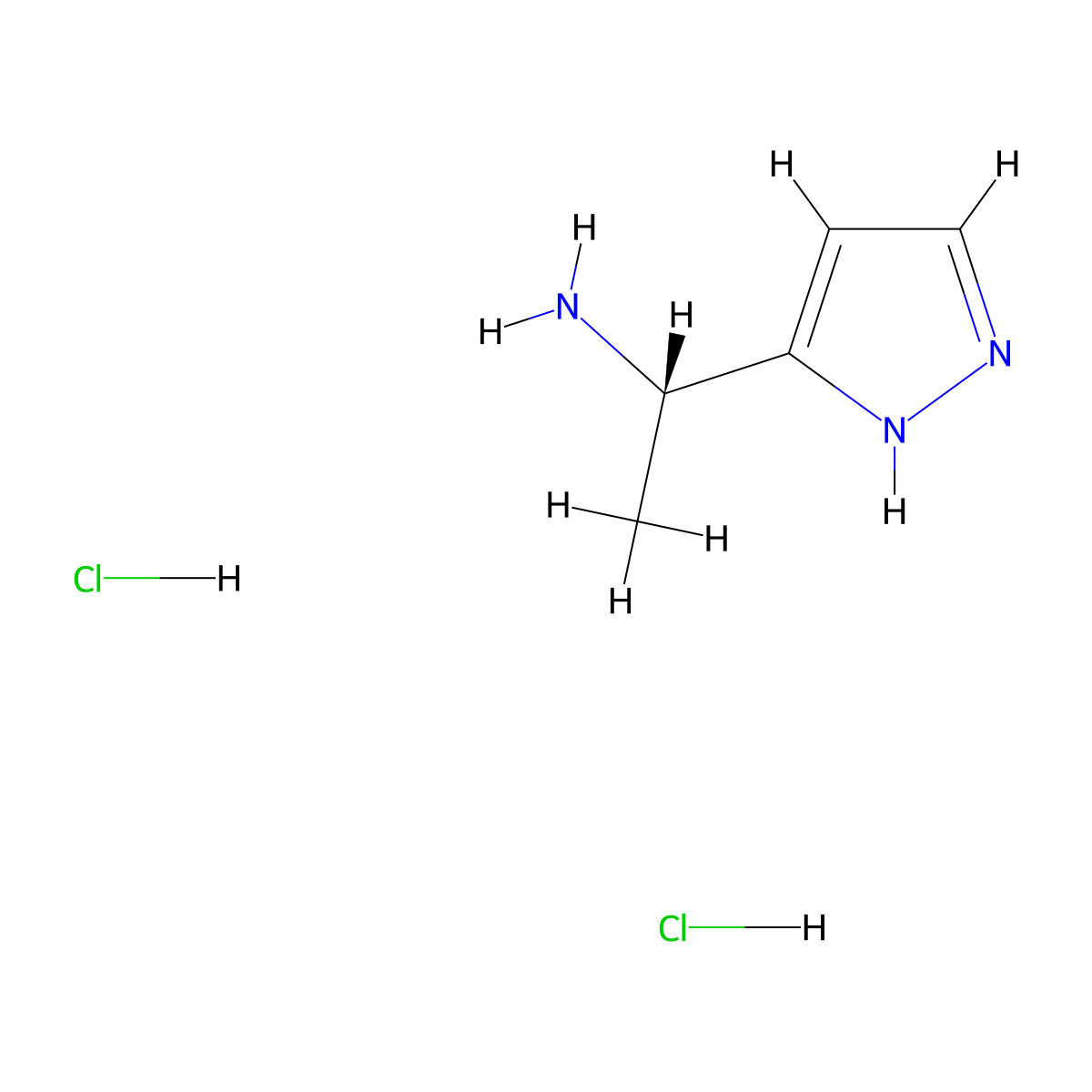 (S)-1-(1H-Pyrazol-3-YL)ethan-1-amine dihydrochloride molecular structure, CAS 2863657-38-7