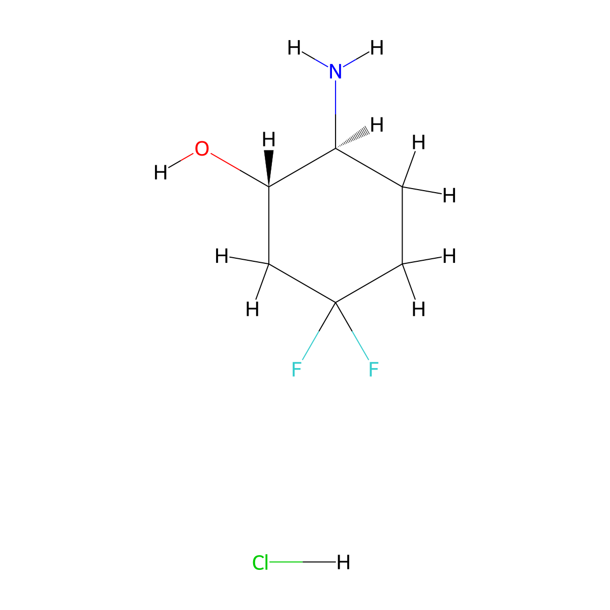 (1S,2S)-2-Amino-5,5-difluoro-cyclohexanol hydrochloride molecular structure, CAS 2863659-11-2