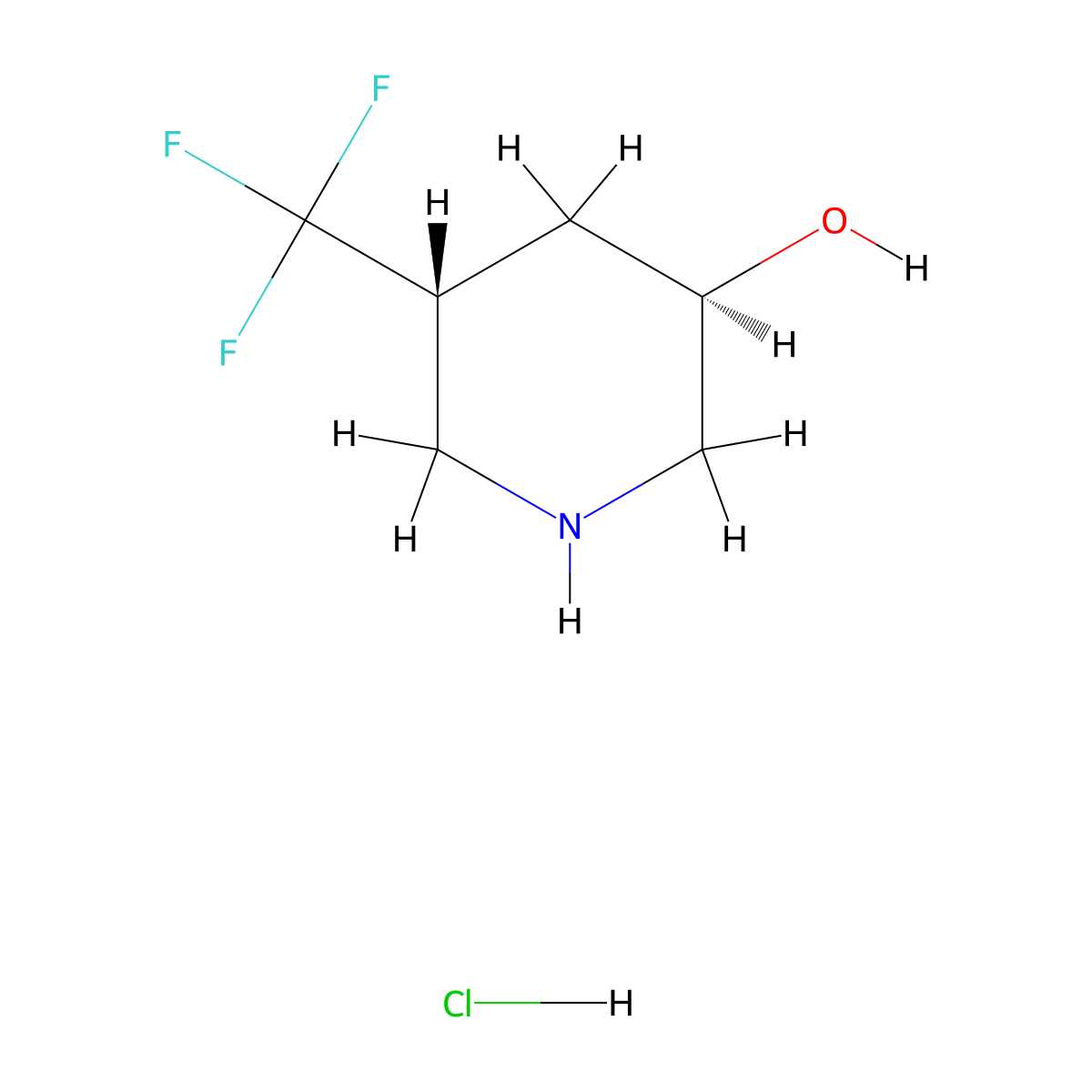 (3R,5R)-5-Trifluoromethyl-piperidin-3-ol hydrochloride molecular structure, CAS 2863659-33-8
