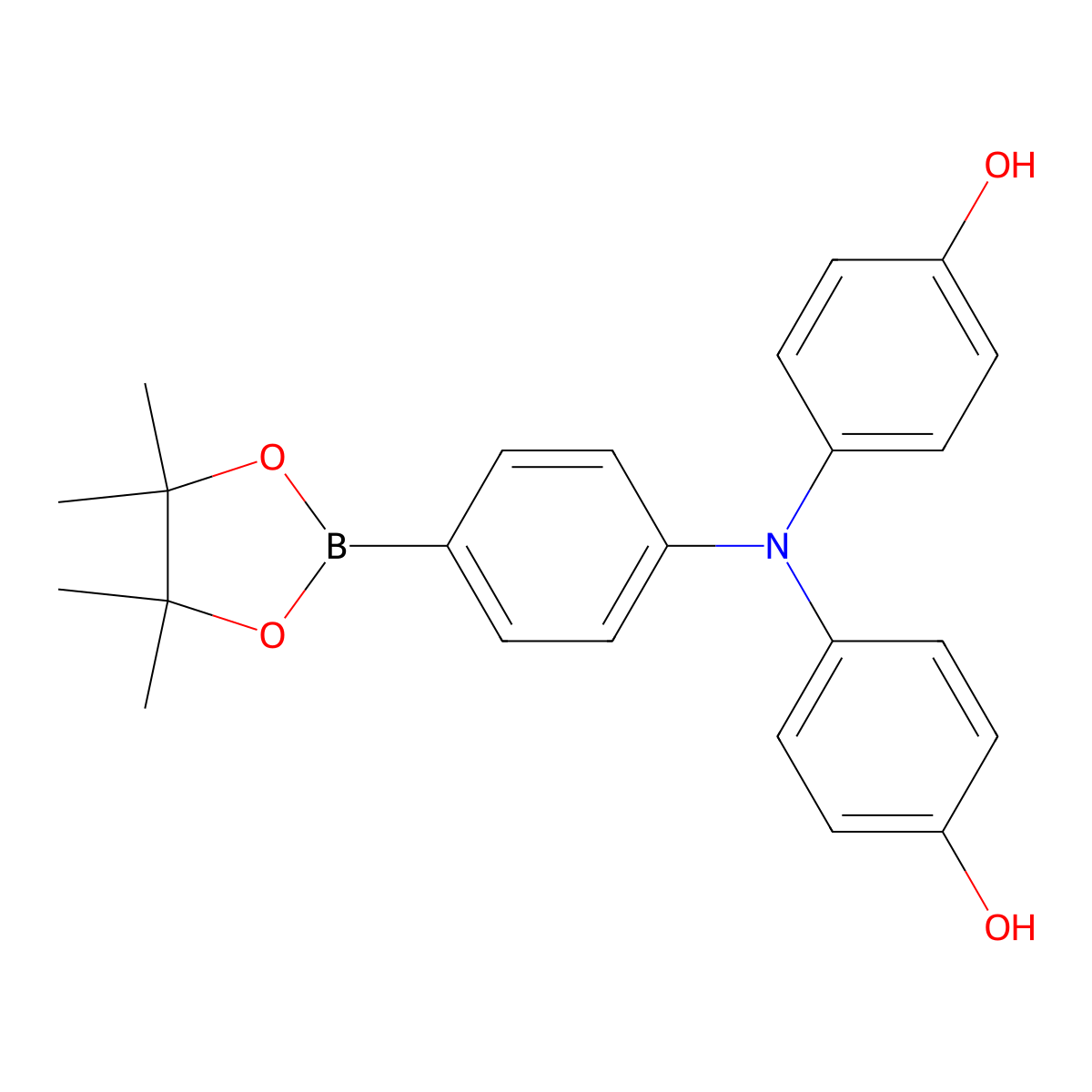 4,4'-((4-(4,4,5,5-Tetramethyl-1,3,2-dioxaborolan-2-yl)phenyl)azanediyl)diphenol molecular structure, CAS 2863678-00-4
