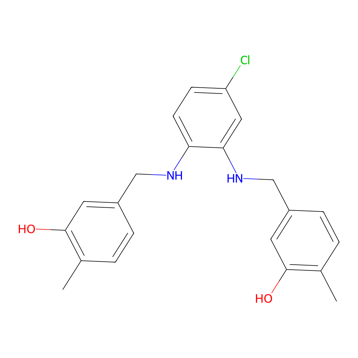 5,5'-(((4-Chloro-1,2-phenylene)bis(azanediyl))bis(methylene))bis(2-methylphenol) molecular structure, CAS 2863686-81-9