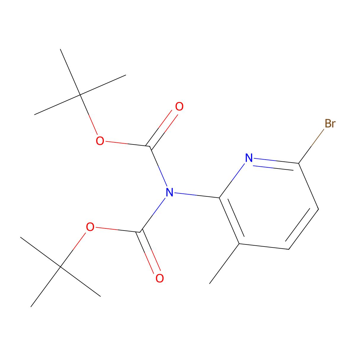 2-[N,N-Bis(tert-butoxycarbonyl)amino]-6-bromo-3-methylpyridine molecular structure, CAS 2863686-91-1