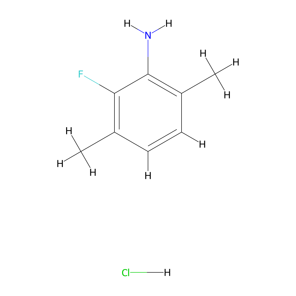 2-Fluoro-3,6-dimethyl-phenylamine hydrochloride molecular structure, CAS 2863687-03-8