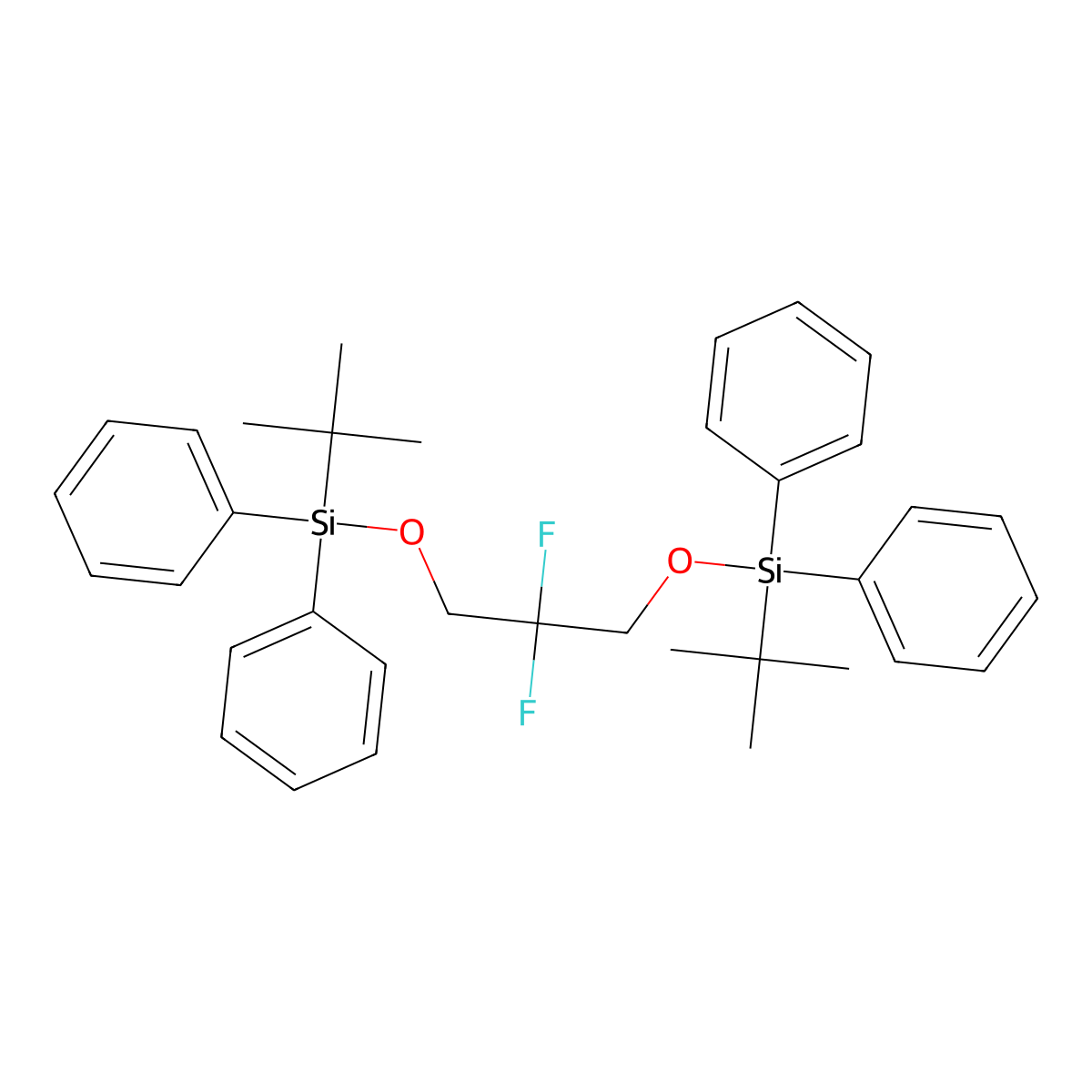 6,6-Difluoro-2,2,10,10-tetramethyl-3,3,9,9-tetraphenyl-4,8-dioxa-3,9-disilaundecane molecular structure, CAS 2863688-20-2