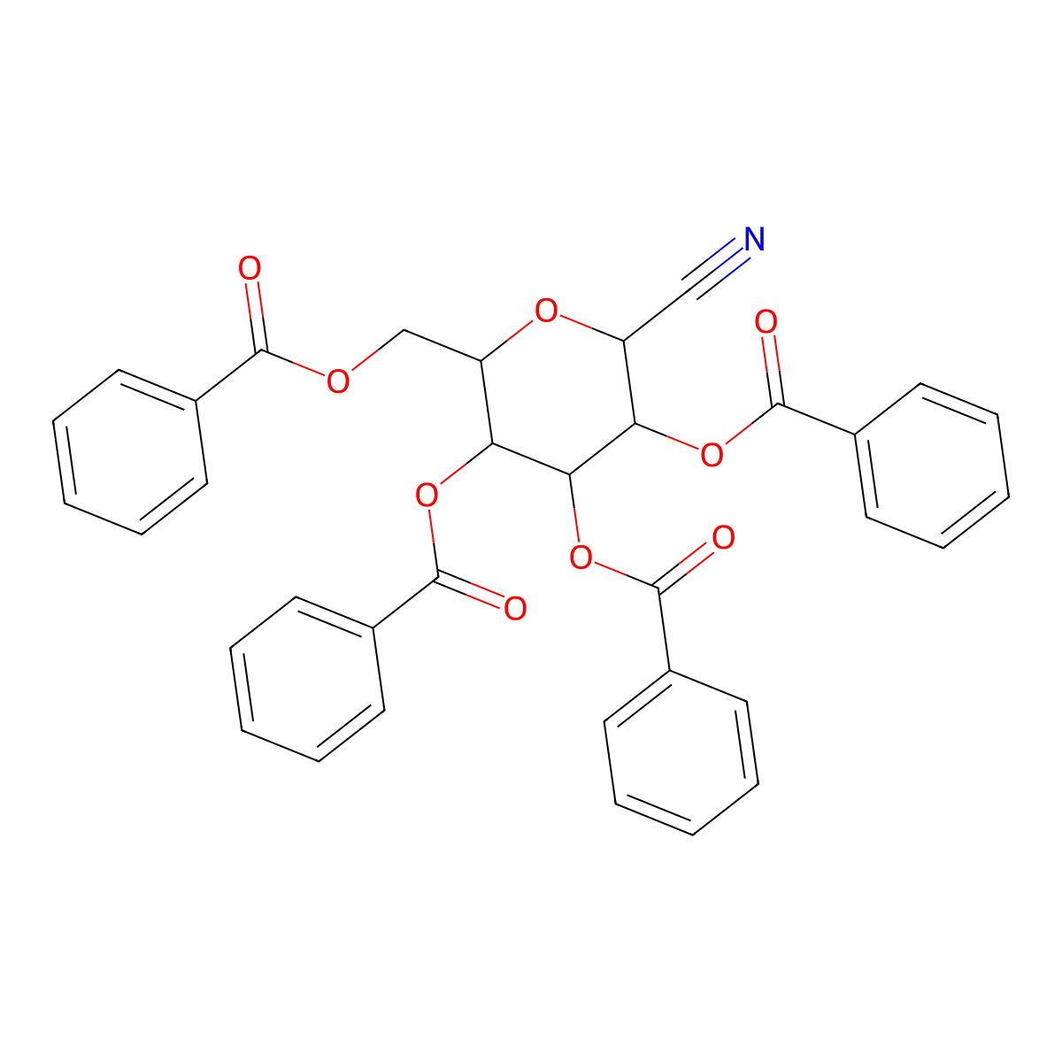 2,3,4,6-Tetra-O-benzoyl-b-D-glucopyranosyl cyanide molecular structure, CAS 286369-05-9