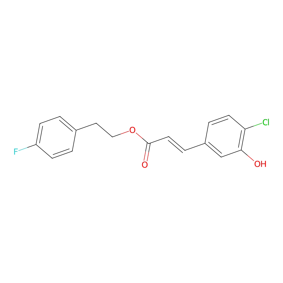 (E)-4-Fluorophenethyl 3-(4-chloro-3-hydroxyphenyl)acrylate molecular structure, CAS 2863693-49-4