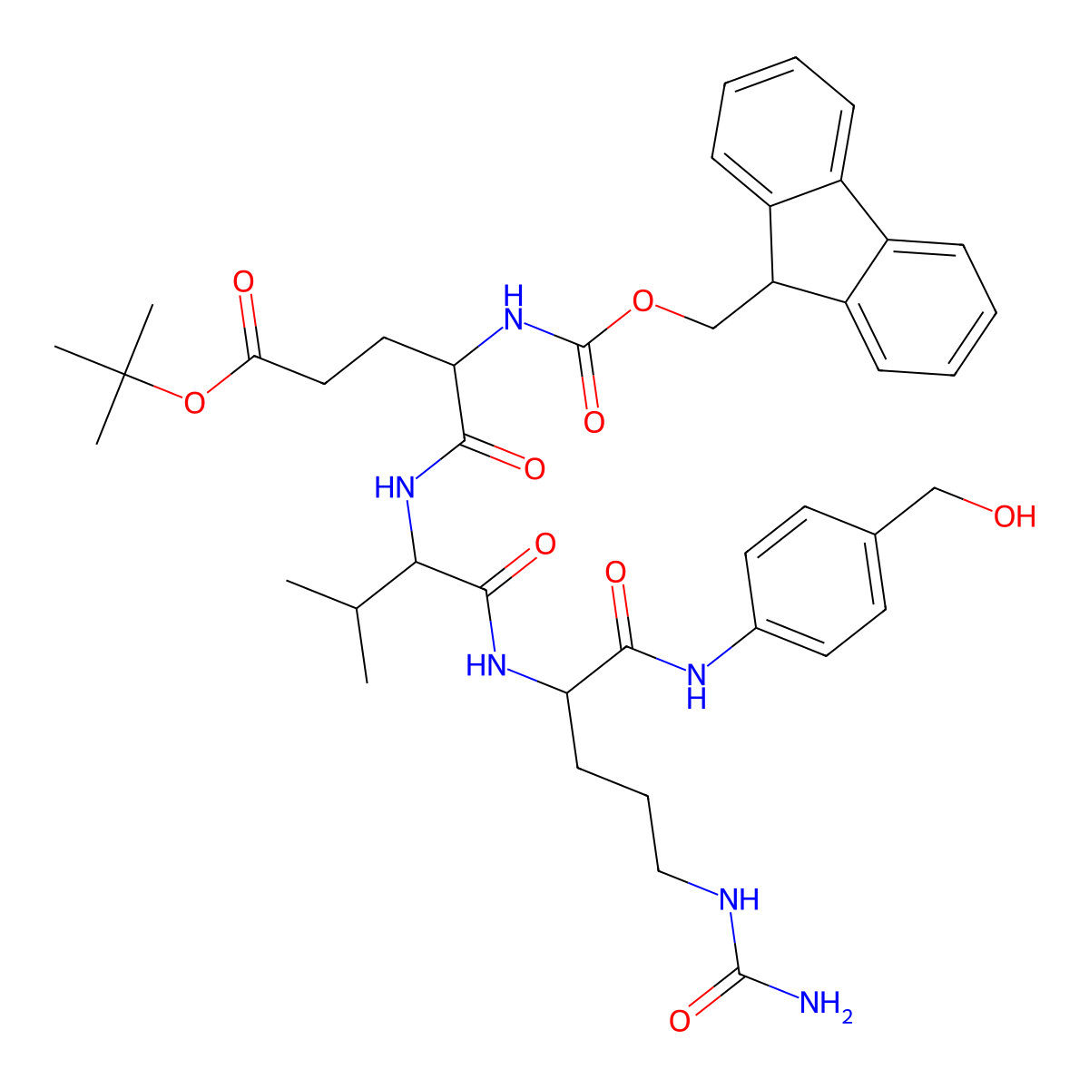 Fmoc-Glu(OtBu)-Val-Cit-pAB molecular structure, CAS 2863693-80-3