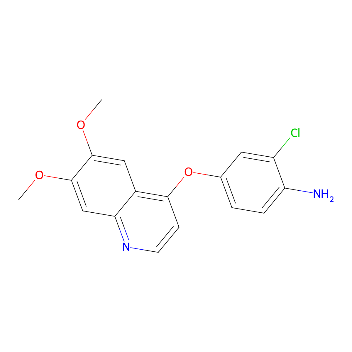 4-[(6,7-Dimethoxy-4-quinolyl)oxy]-2-chloroaniline molecular structure, CAS 286371-44-6