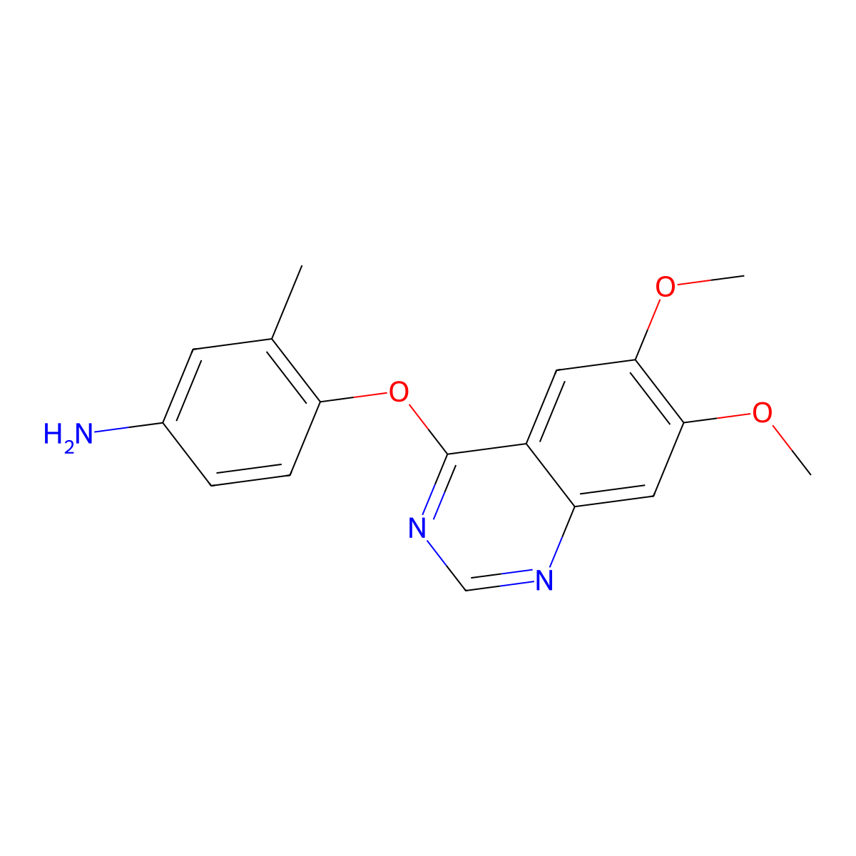 4-((6,7-Dimethoxyquinazolin-4-yl)oxy)-3-methylaniline molecular structure, CAS 286371-73-1