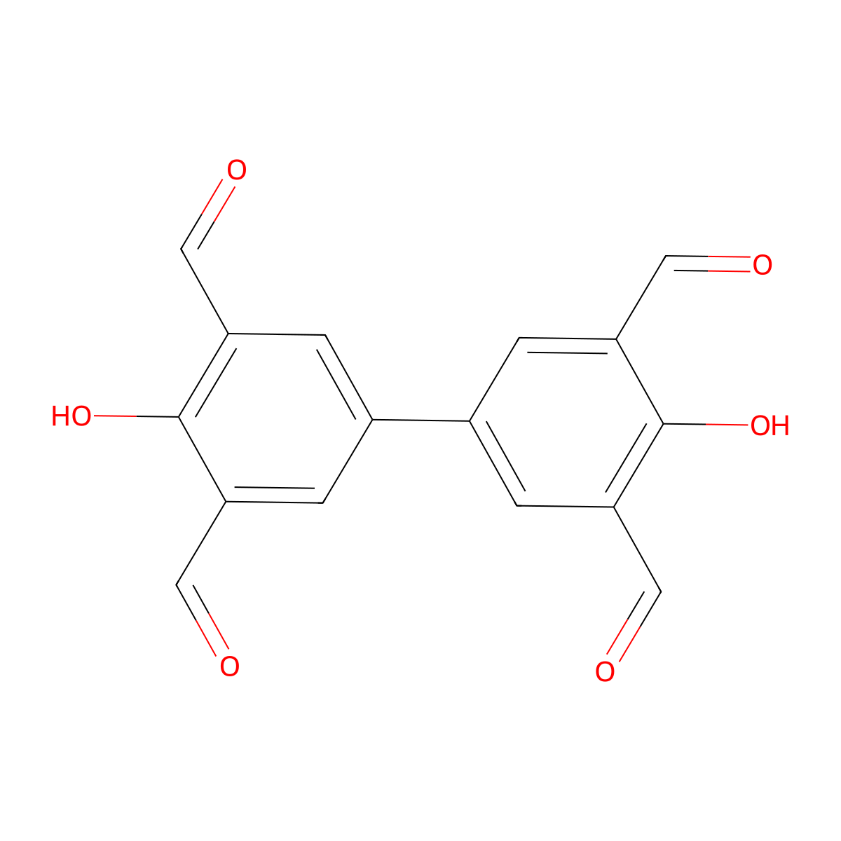 4,4'-Dihydroxy-[1,1'-biphenyl]-3,3',5,5'-tetracarbaldehyde molecular structure, CAS 286385-47-5