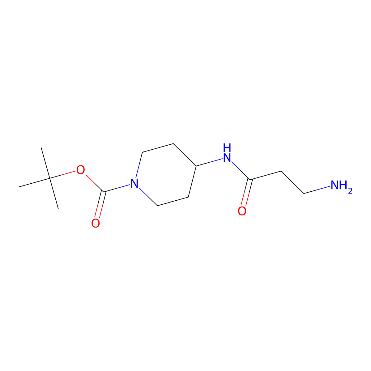 Tert-butyl 4-(3-aminopropanamido)piperidine-1-carboxylate molecular structure, CAS 2864092-73-7