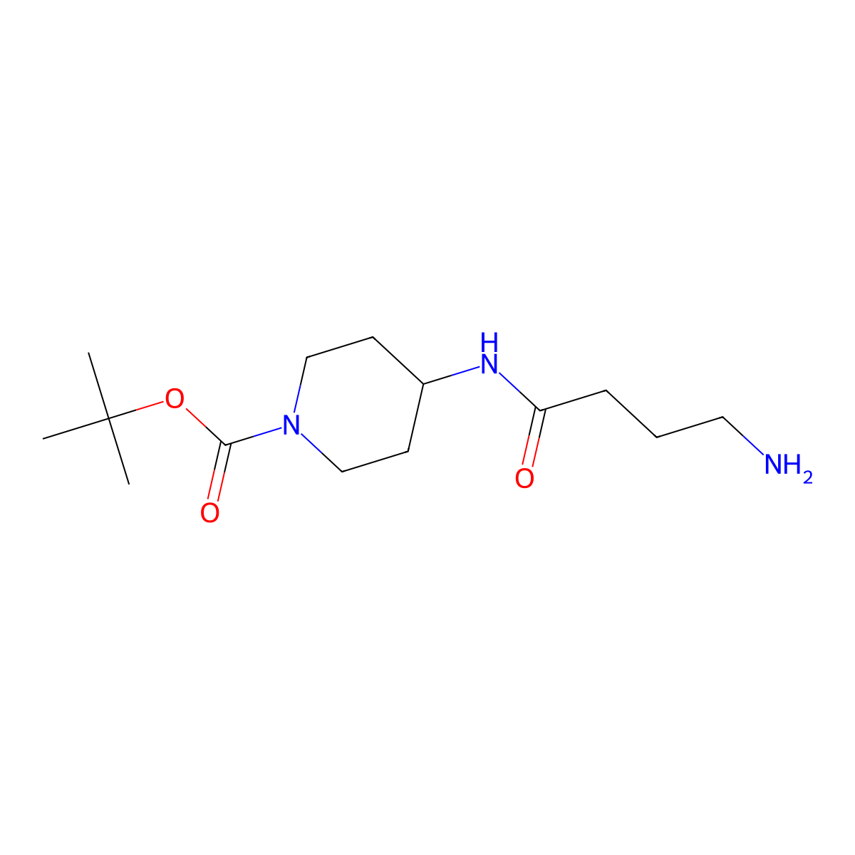 Tert-butyl 4-(4-aminobutanamido)piperidine-1-carboxylate molecular structure, CAS 2864184-95-0