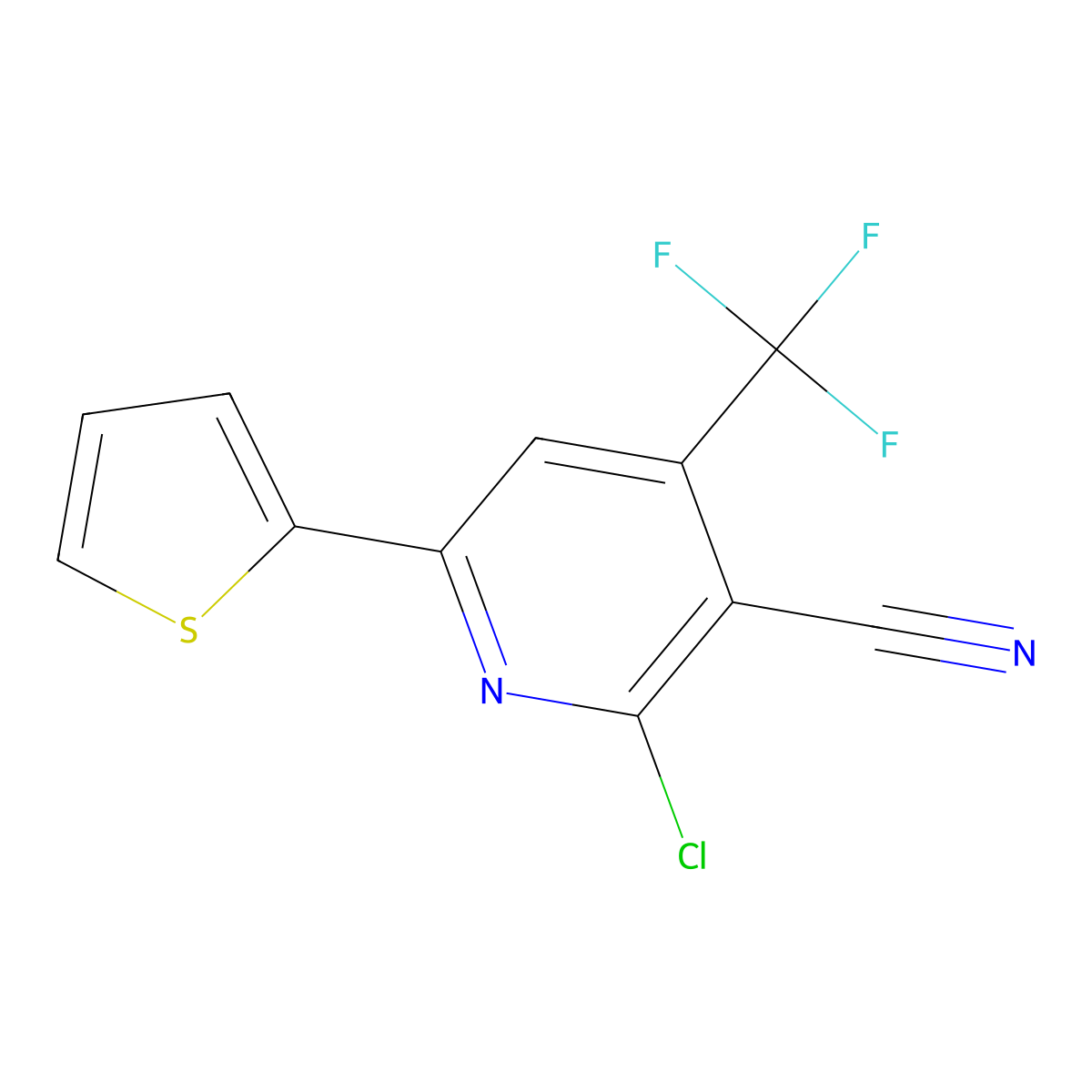 2-Chloro-6-(2-thienyl)-4-(trifluoromethyl)nicotinonitrile molecular structure, CAS 286430-58-8