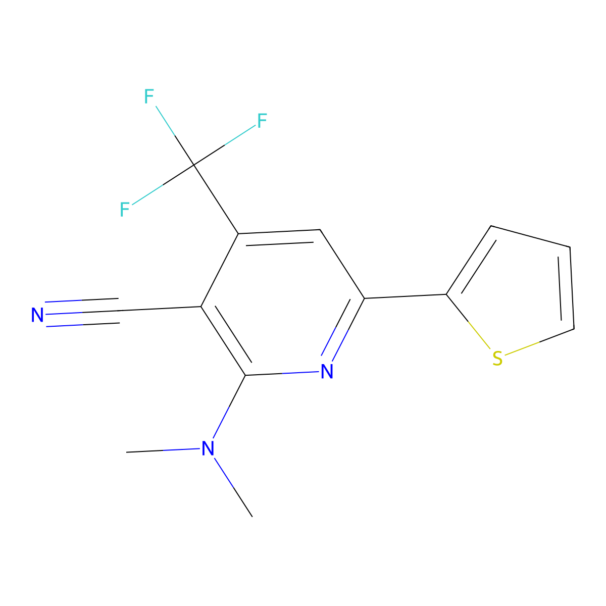 2-(Dimethylamino)-6-(2-thienyl)-4-(trifluoromethyl)nicotinonitrile molecular structure, CAS 286430-62-4