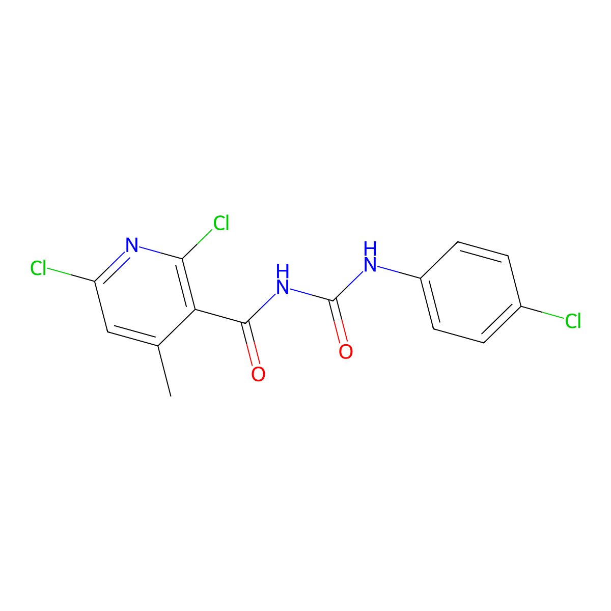 2,6-dichloro-N-[(4-chlorophenyl)carbamoyl]-4-methylpyridine-3-carboxamide molecular structure, CAS 286430-76-0
