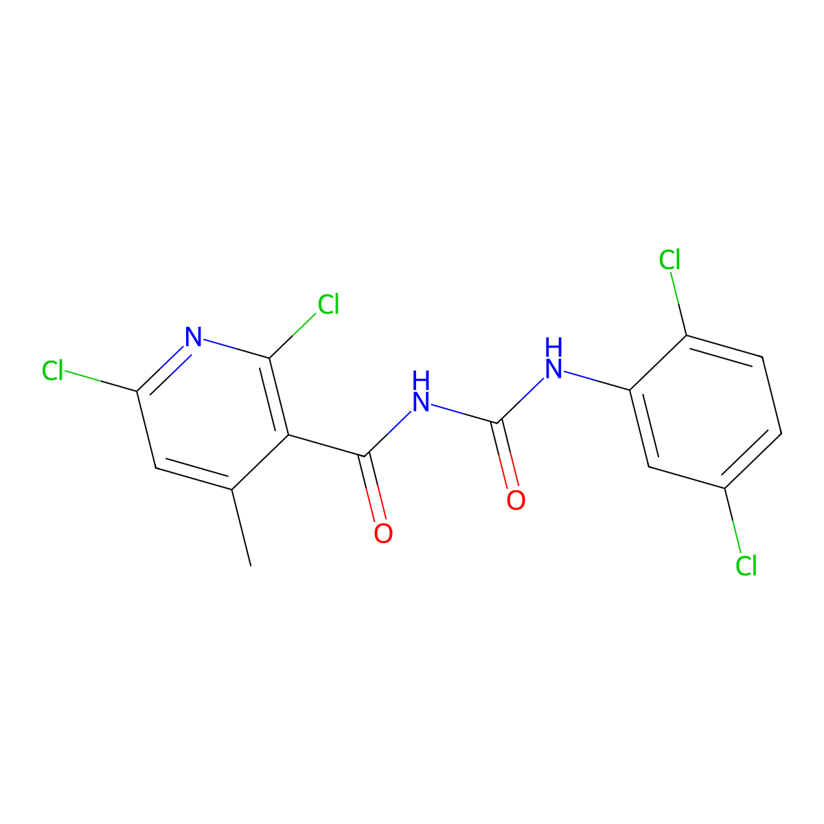 2,6-Dichloro-N-(((2,5-dichlorophenyl)amino)carbonyl)-4-methyl-3-pyridinecarboxamide molecular structure, CAS 286430-79-3