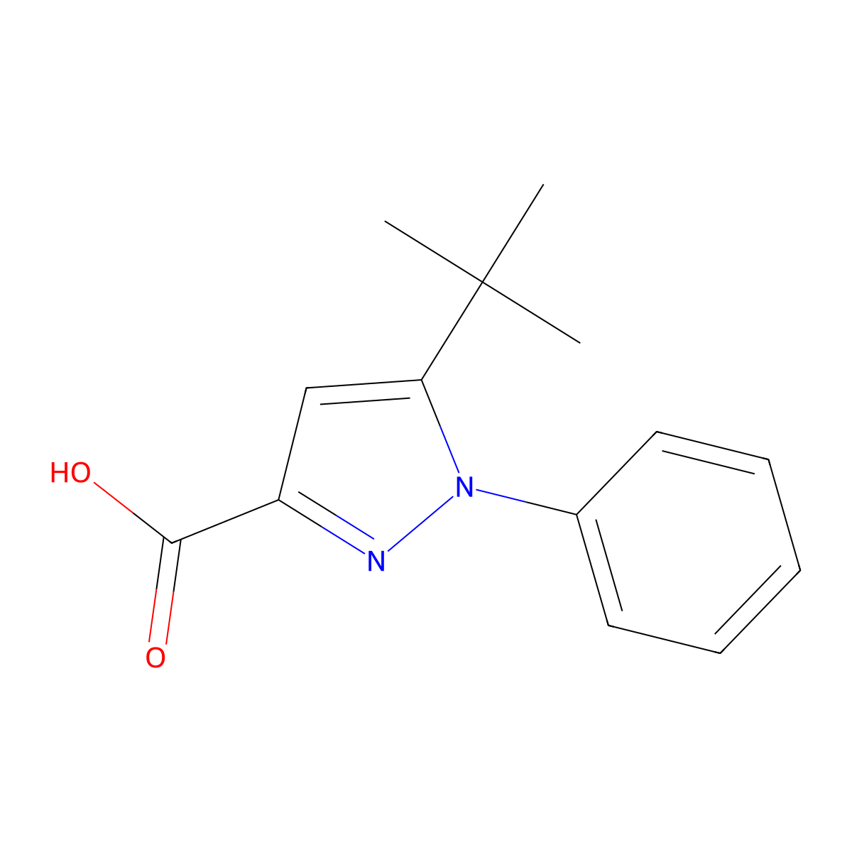 5-tert-Butyl-1-phenyl-1H-pyrazole-3-carboxylic acid molecular structure, CAS 286435-97-0