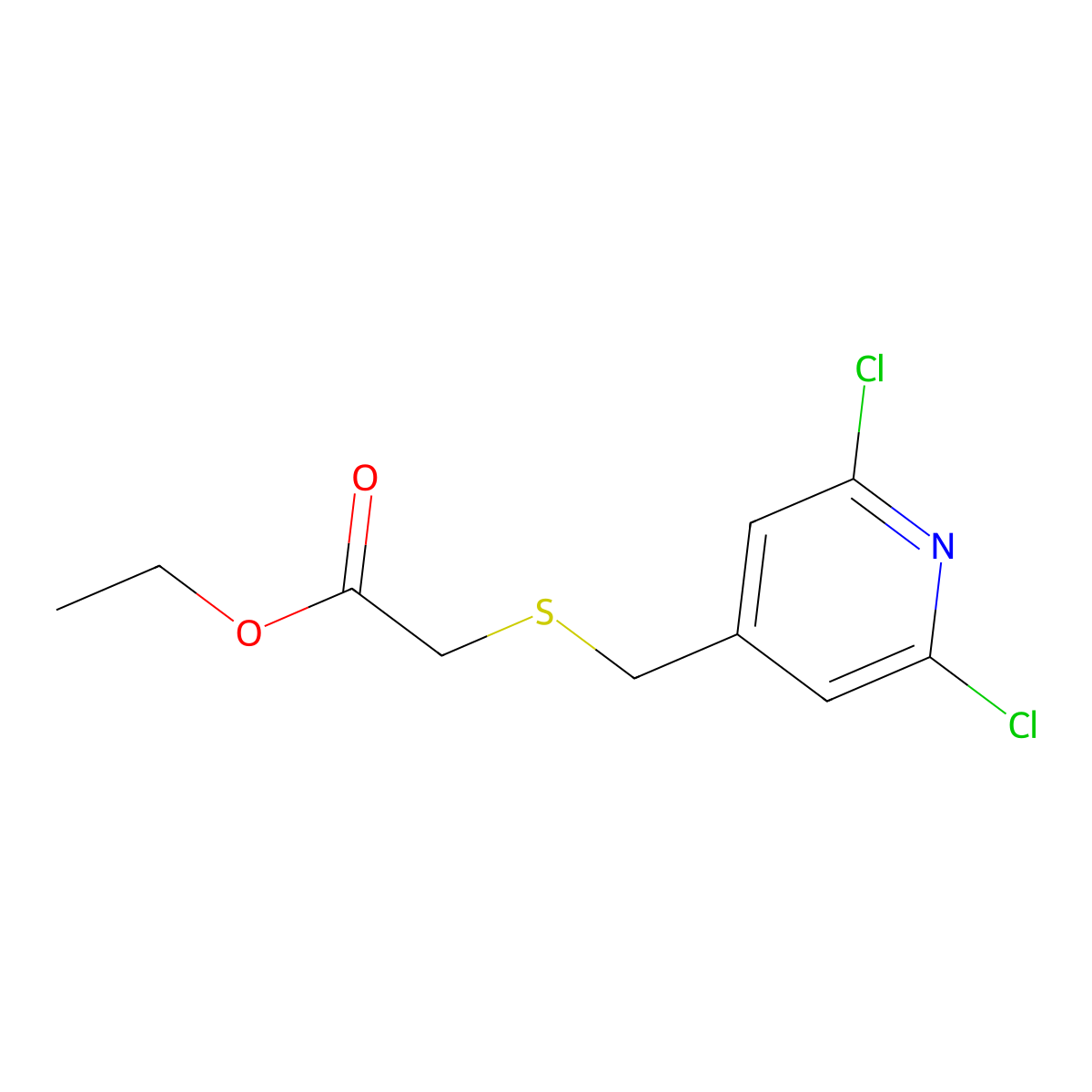 Ethyl 2-{[(2,6-dichloropyridin-4-yl)methyl]sulfanyl}acetate molecular structure, CAS 286436-12-2