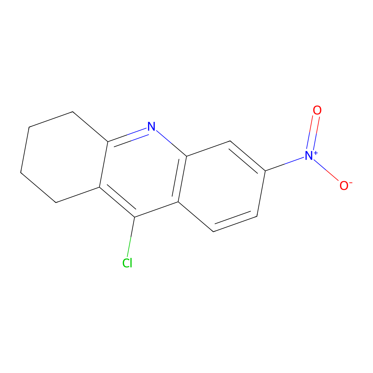 9-Chloro-1,2,3,4-tetrahydro-6-nitro-acridine molecular structure, CAS 286438-37-7